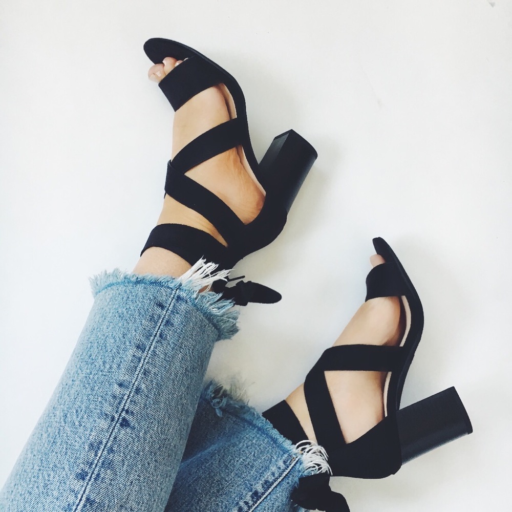 Kyleigh Black Vegan Suede Lace Up Wrap Heel - Picture 3 of 8
